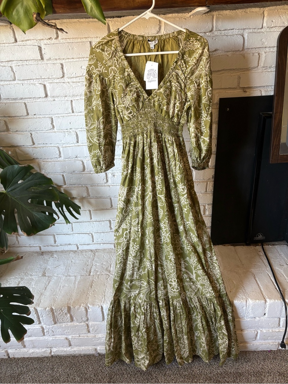 Patrons of Peace Olive Green Floral Maxi Dress